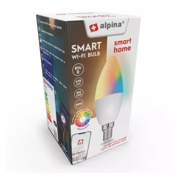 Chytrá žárovka LED RGB WIFI bílá + barevná E14