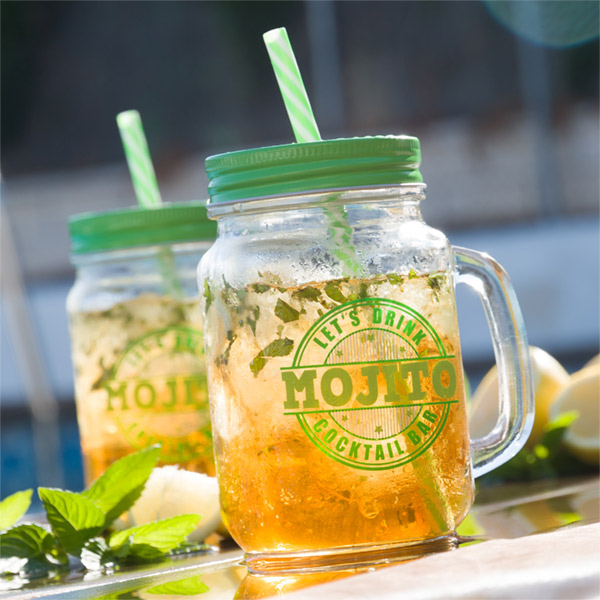 Pohár s Viečkom a Slamkou Cocktail Bar Th3 Party - Mojito Pohár s Viečkom a Slamkou Cocktail Bar Th3 Party - Mojito