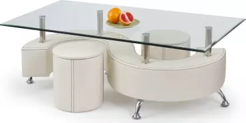 Halmar Konferenční stolek Nina 3 H, sklo/bílý +…