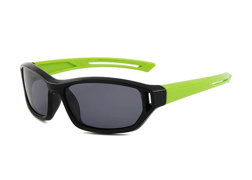 Eclipse Sunglasses Kids Black silica frame with Green temple and Smoke lens Eclipse Sunglasses Kids Black silica frame with Green temple and Smoke lens
