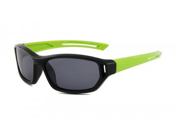 Eclipse Sunglasses Kids Black silica frame with Green temple and Smoke lens Eclipse Sunglasses Kids Black silica frame with Green temple and Smoke lens